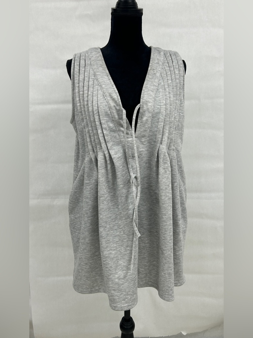 Medium AS Revival Gray Knit Romper | Boho Minimalist Lounge One-Piece Tie Front